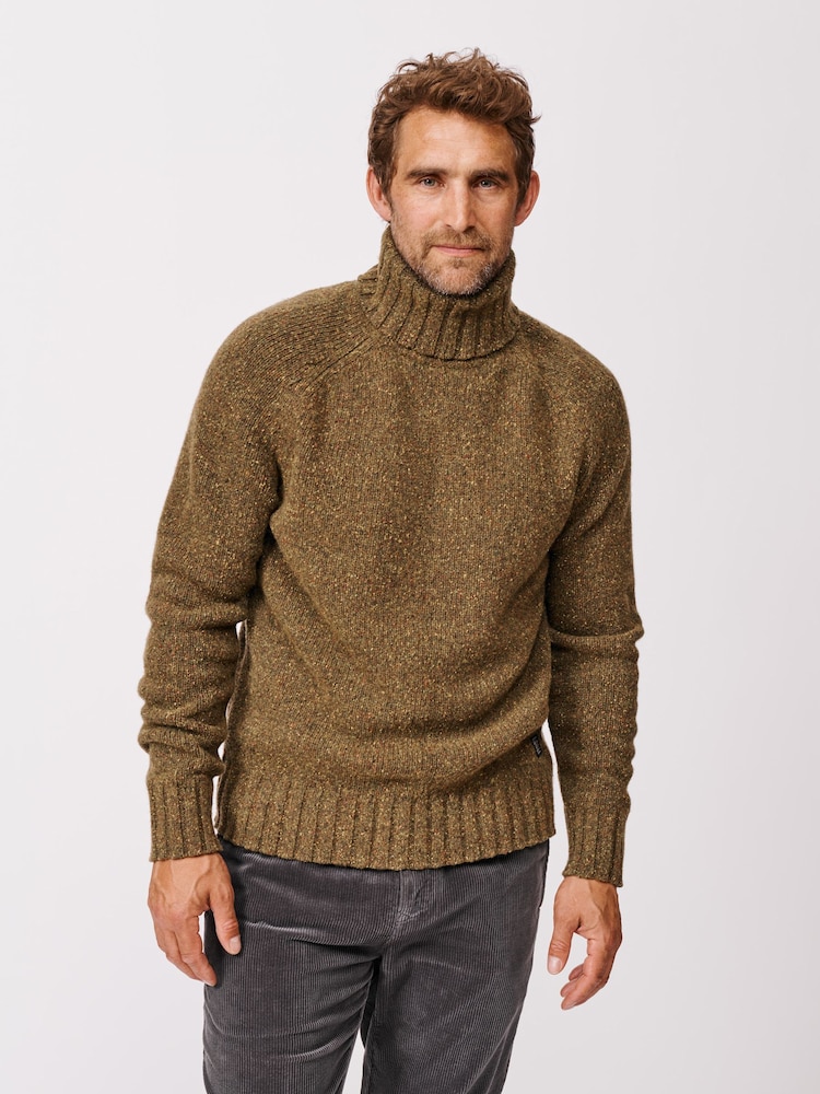 Aubin Green Caster Donegal Roll Neck Jumper - صورة 1 من 6