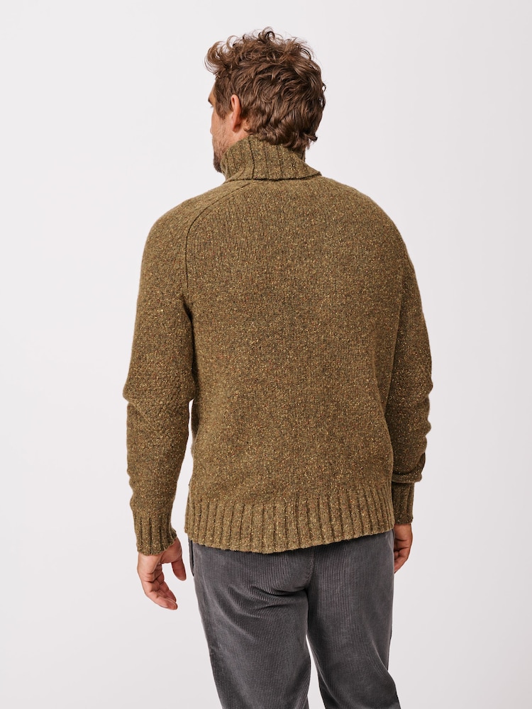 Aubin Green Caster Donegal Roll Neck Jumper - صورة 2 من 6