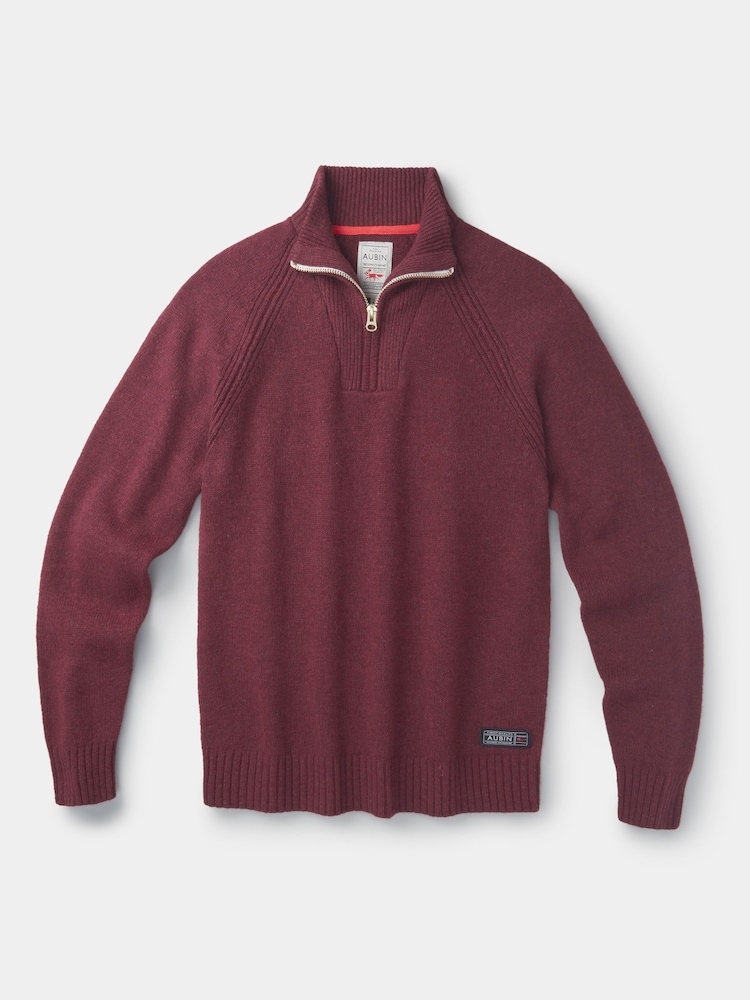 Aubin Red Pelham Zip Neck Jumper - Image 7 of 7
