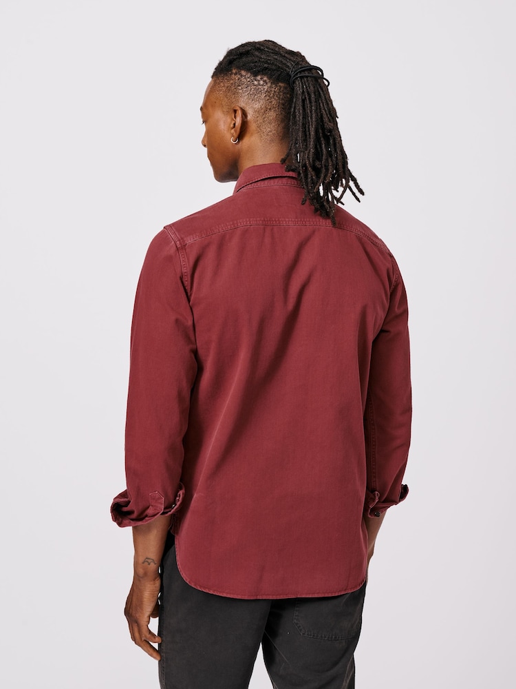 Aubin Red Normanby 100% Cotton Shirt - Image 2 of 5