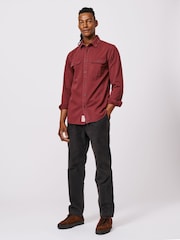 Aubin Red Normanby 100% Cotton Shirt - Image 3 of 5