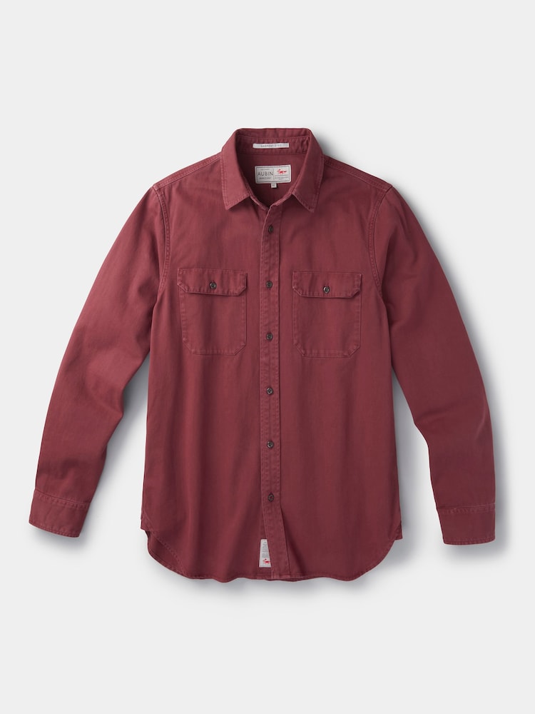 Aubin Red Normanby 100% Cotton Shirt - Image 5 of 5