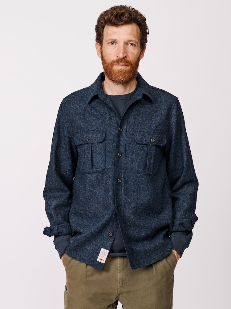 Aubin Blue Ravendale Wool Shirt - صورة 1 من 6