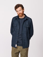 Aubin Blue Ravendale Wool Shirt - صورة 4 من 6