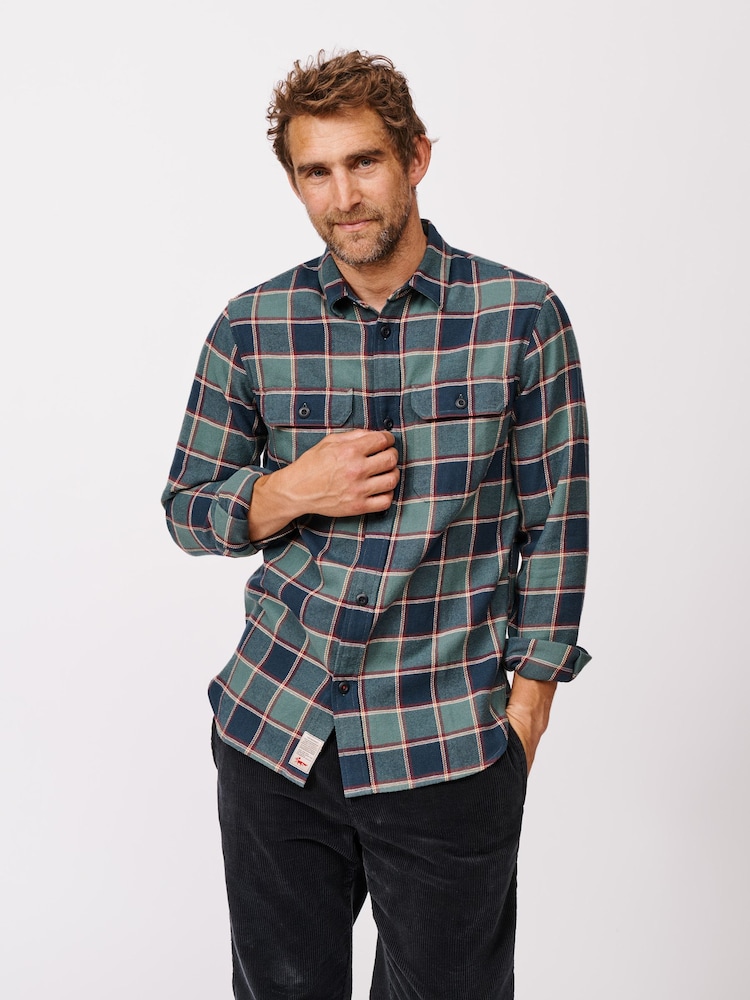 Aubin Green Crowle 100% Cotton Shirt - Image 1 of 4