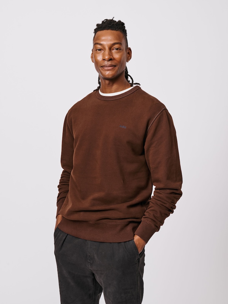 Aubin Vestry Crew 100% Cotton Brown Sweatshirt - Image 1 of 6