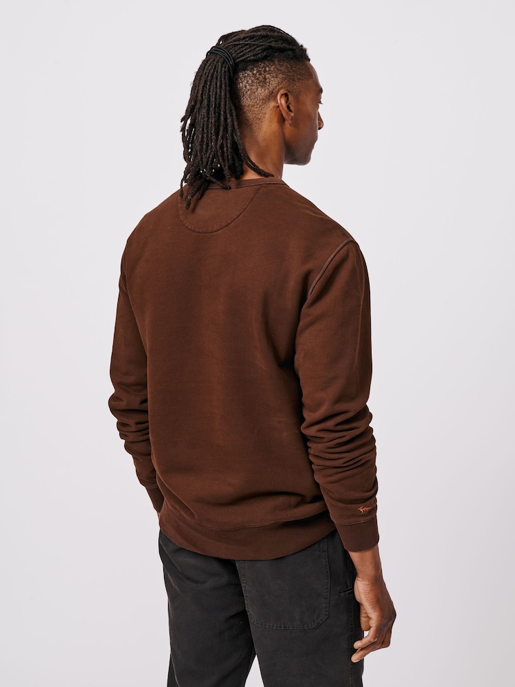 Aubin Vestry Crew 100% Cotton Brown Sweatshirt - Image 2 of 6