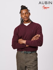 Aubin Red Eastbourne V-Neck Jumper - Image 1 of 5