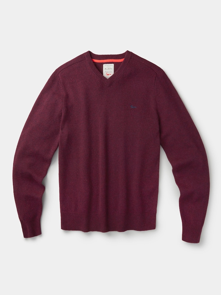 Aubin Red Eastbourne V-Neck Jumper - Image 5 of 5