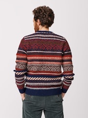 Azul - Suéter con cuello redondo y diseño de grecas alpinas de Aubin - Imagen 2 de 5