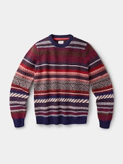 Azul - Suéter con cuello redondo y diseño de grecas alpinas de Aubin - Imagen 4 de 5