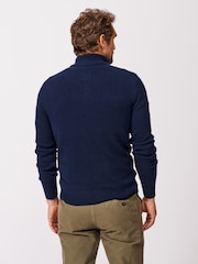 Aubin Blue Pepper Lambswool Zip Neck Jumper - Image 2 of 4