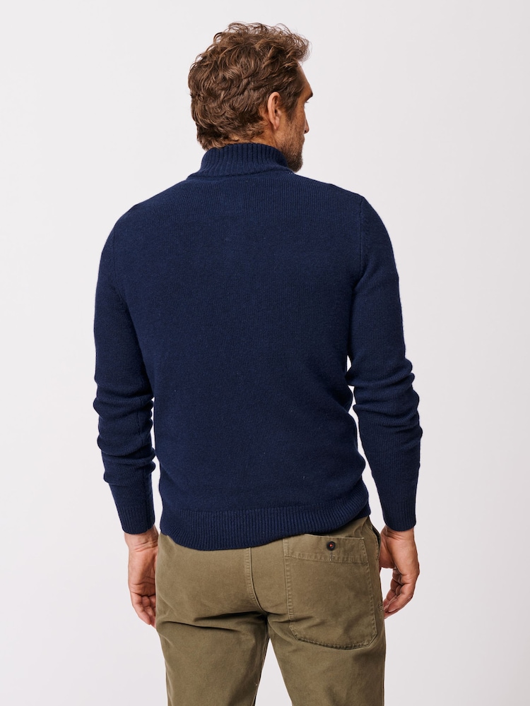 Aubin Blue Pepper Lambswool Zip Neck Jumper - Image 2 of 4