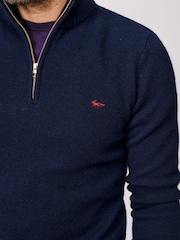 Aubin Blue Pepper Lambswool Zip Neck Jumper - Image 4 of 4