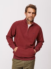 Aubin Red Provost Zip Neck 100% Cotton Sweatshirt - Image 1 of 6