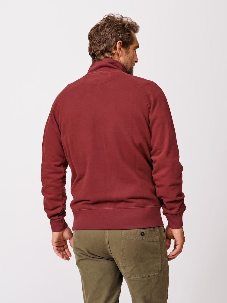 Aubin Red Provost Zip Neck 100% Cotton Sweatshirt - Image 2 of 6