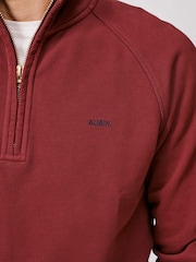 Aubin Red Provost Zip Neck 100% Cotton Sweatshirt - Image 5 of 6