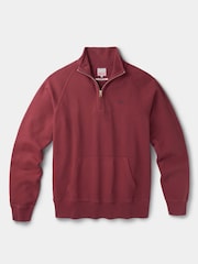 Aubin Red Provost Zip Neck 100% Cotton Sweatshirt - Image 6 of 6