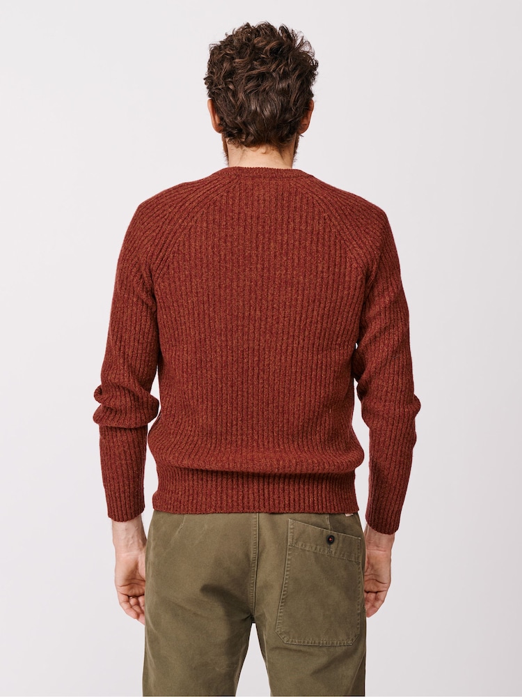 Aubin Orange Ray Fisherman Rib Crew Jumper - Image 2 of 4