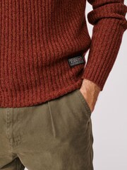 Aubin Orange Ray Fisherman Rib Crew Jumper - Image 4 of 4