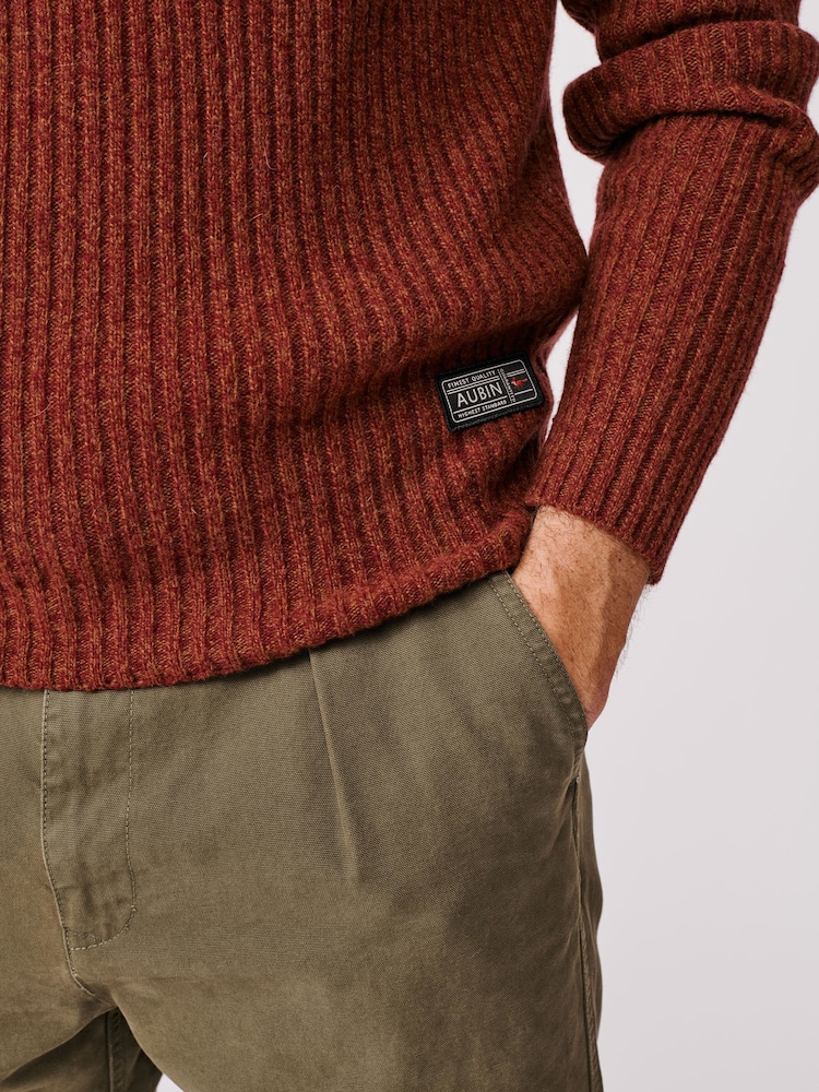 Aubin Orange Ray Fisherman Rib Crew Jumper - Image 4 of 4