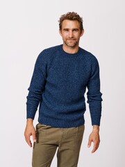 Aubin Blue Ray Fisherman Rib Crew Jumper - Image 1 of 5