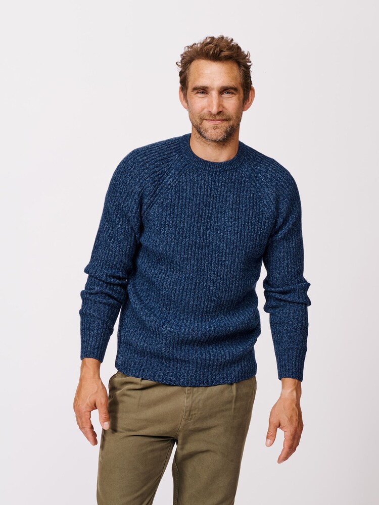 Aubin Blue Ray Fisherman Rib Crew Jumper - Image 1 of 5