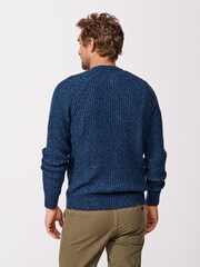 Aubin Blue Ray Fisherman Rib Crew Jumper - Image 2 of 5