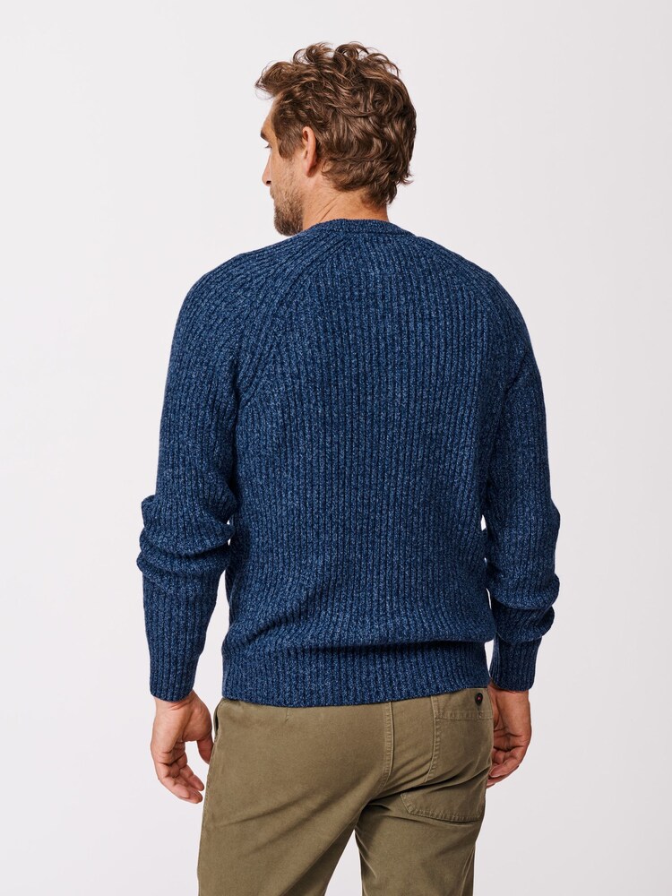 Aubin Blue Ray Fisherman Rib Crew Jumper - Image 2 of 5