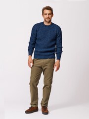 Aubin Blue Ray Fisherman Rib Crew Jumper - Image 3 of 5