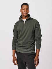 Aubin Green Harris Zip Neck 100% Cotton Jumper - Image 1 of 3