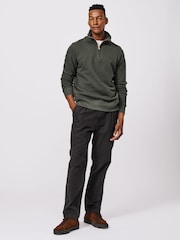 Aubin Green Harris Zip Neck 100% Cotton Jumper - Image 2 of 3