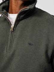 Aubin Green Harris Zip Neck 100% Cotton Jumper - Image 3 of 3