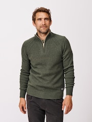 Aubin Green Pelham Zip Neck Jumper - Image 1 of 6