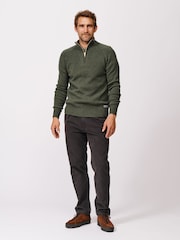 Aubin Green Pelham Zip Neck Jumper - Image 3 of 6