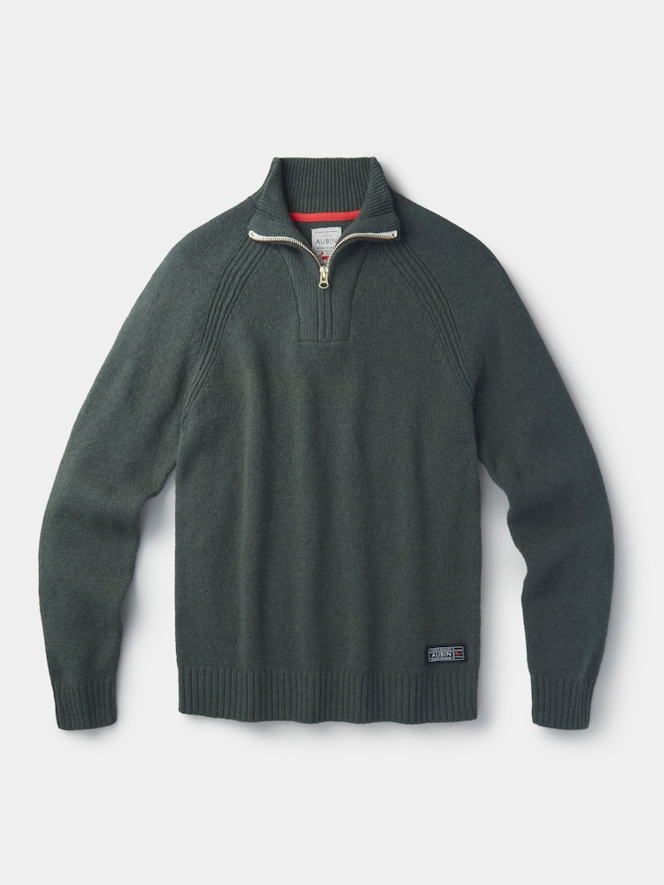 Aubin Green Pelham Zip Neck Jumper - Image 6 of 6