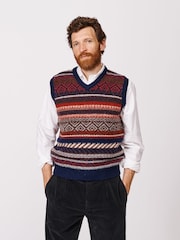 Aubin Blue Fairisle Slipover Jumper - Image 1 of 5