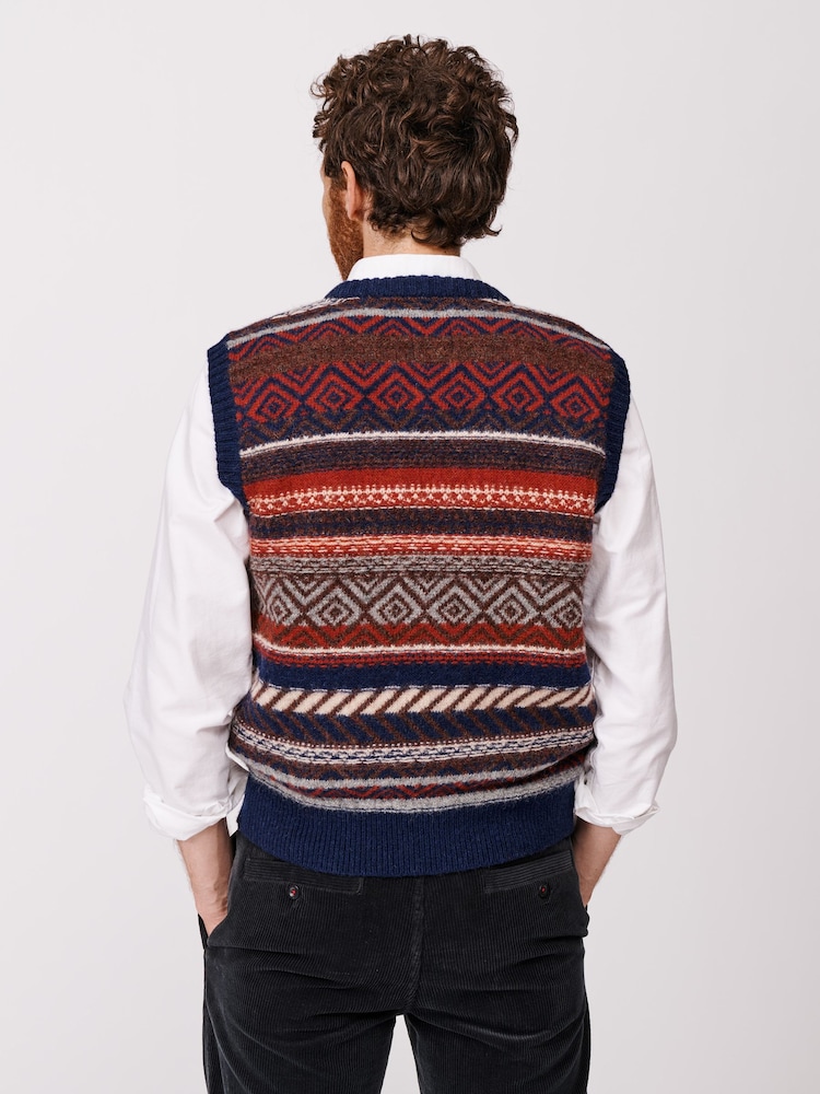 Aubin Blue Fairisle Slipover Jumper - Image 2 of 5