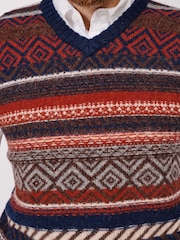 Aubin Blue Fairisle Slipover Jumper - Image 4 of 5