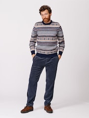 Aubin Blue Fairisle Crew Jumper - Image 2 of 5