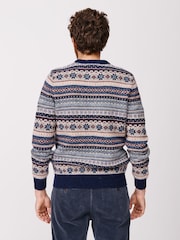Aubin Blue Fairisle Crew Jumper - Image 3 of 5