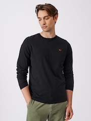 Aubin Buttermere 100% Organic Cotton Long Sleeve Black T-Shirt - Bild 1 von 4