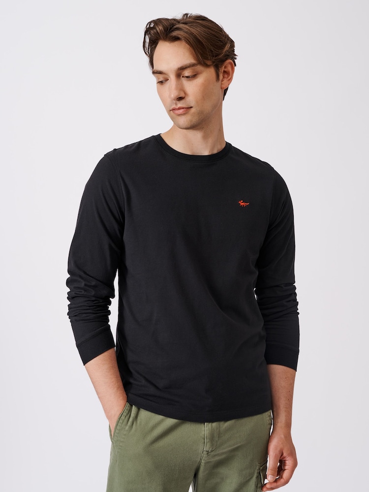 Aubin Buttermere 100% Organic Cotton Long Sleeve Black T-Shirt - Bild 1 von 4