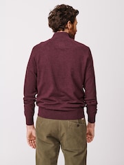 Aubin Red Bonby Zip Neck 100% Cotton Jumper - Image 2 of 6