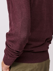 Aubin Red Bonby Zip Neck 100% Cotton Jumper - Image 4 of 6