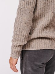 Aubin Natural Farnham Fisherman Rib Button Neck Jumper - Image 5 of 5