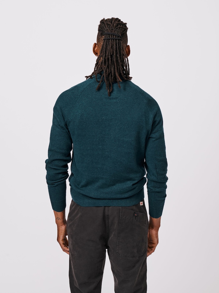 Aubin Green Bonby Zip Neck 100% Cotton Jumper - Image 2 of 6