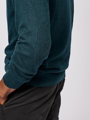 Aubin Green Bonby Zip Neck 100% Cotton Jumper - Image 4 of 6