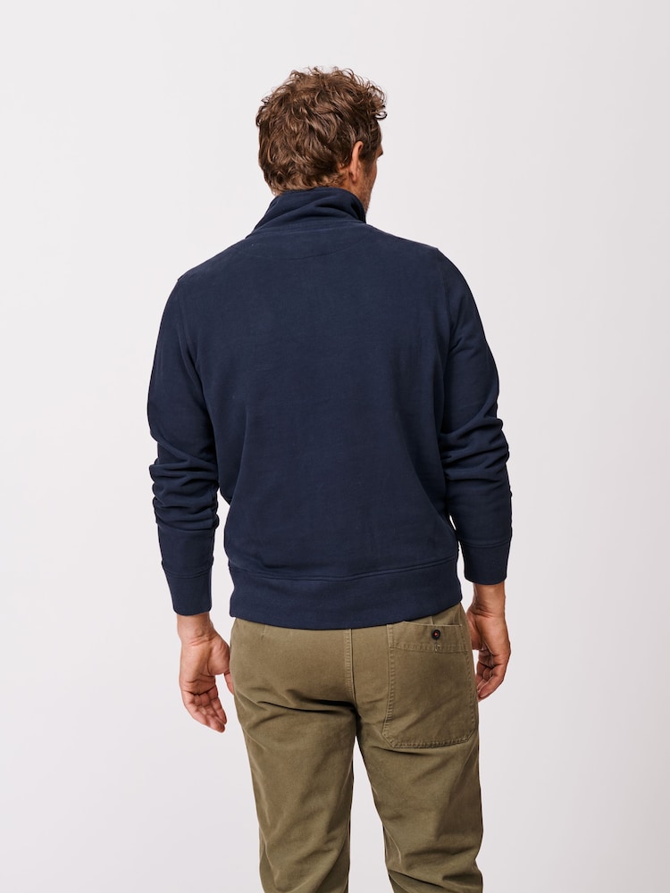 Aubin Blue Harris Zip Neck 100% Cotton Jumper - Image 2 of 4