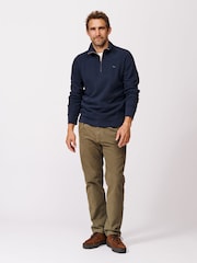 Aubin Blue Harris Zip Neck 100% Cotton Jumper - Image 3 of 4